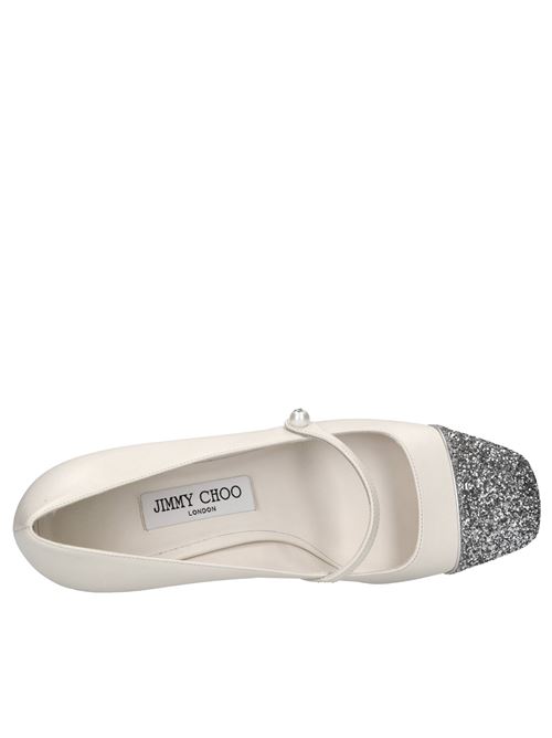Décolleté in pelle e glitter JIMMY CHOO | ELISA 45 PJE 242LATTE-ARGENTO